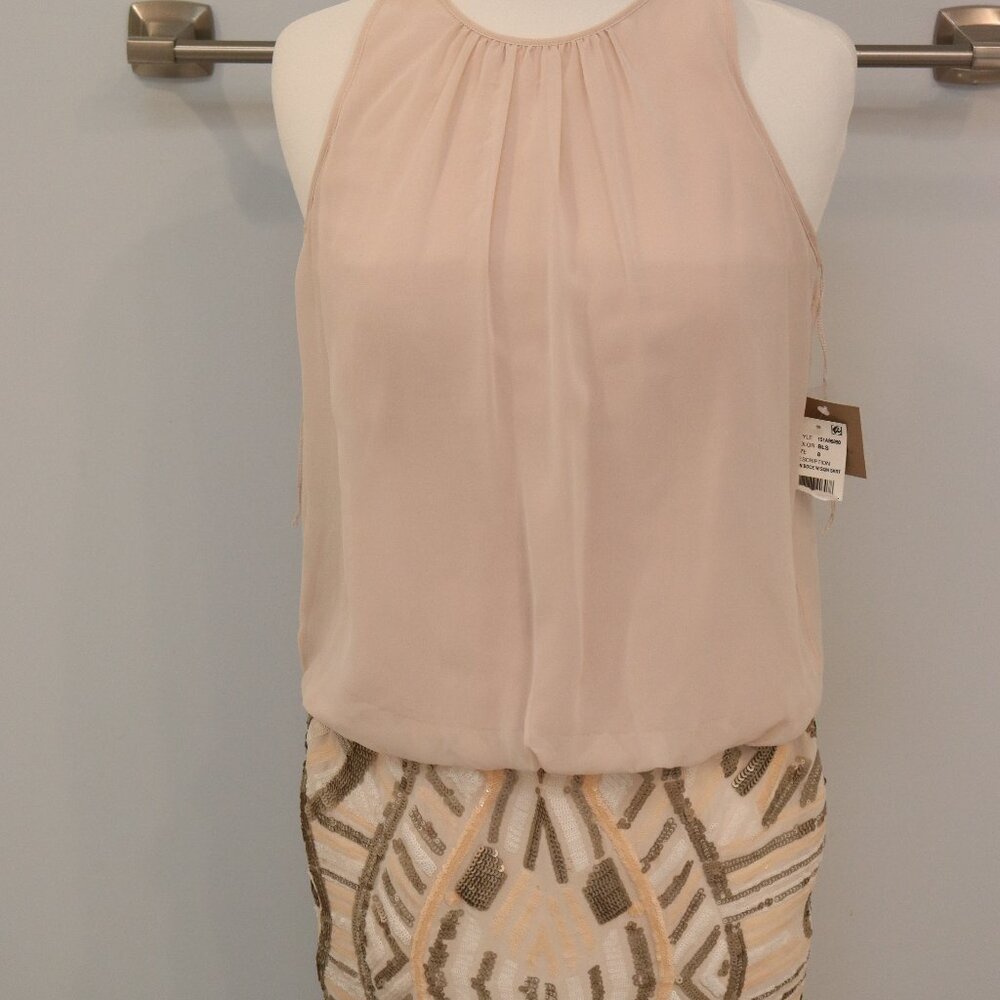 Aidan Mattox Blush Pink Sequin Cocktail Dress Size 8